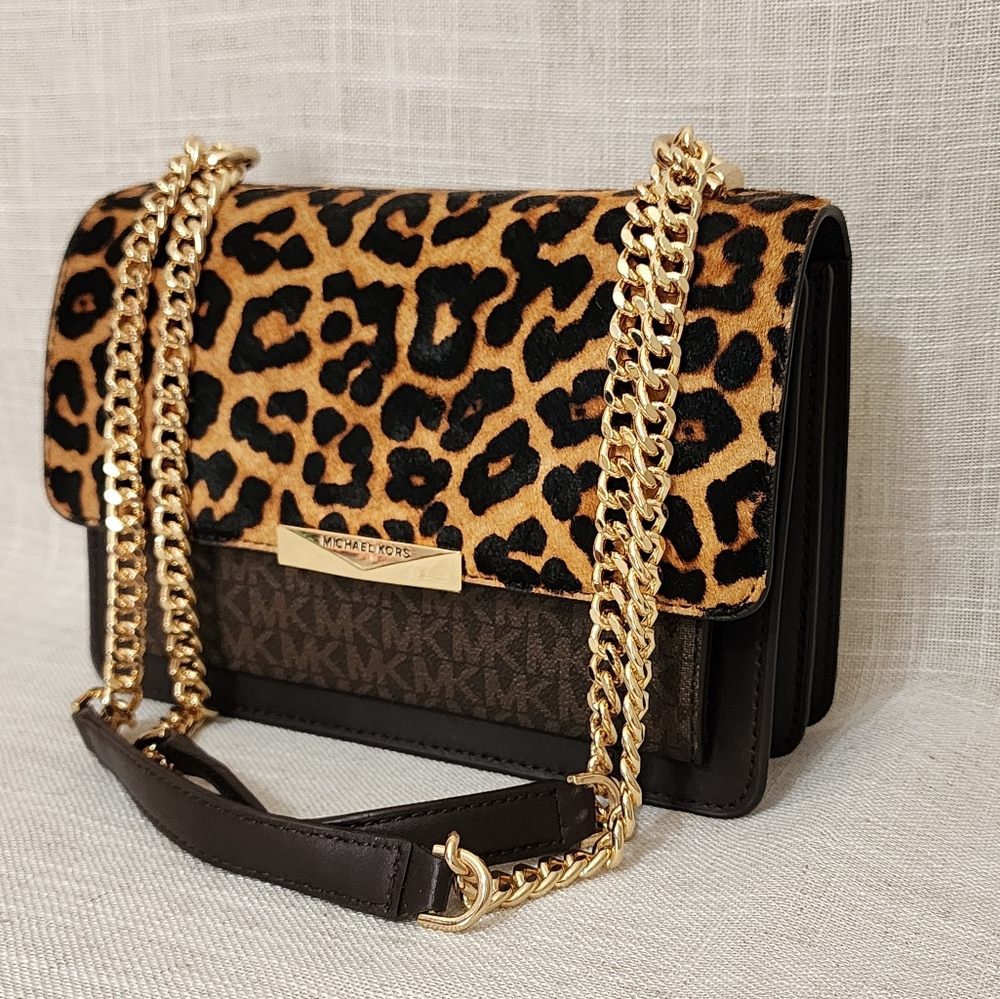 Michael Kors Leopard Crossbody Bag Medium-Black Multicolor- NWT